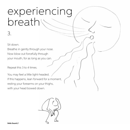Experiencing breath, exercise 3, with breathing instructions and line drawings