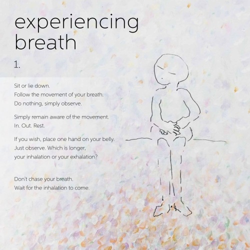 Experiencing breath, exercise 1, with a drawing and instructions for observing the breath
